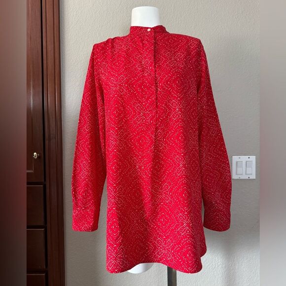 Lauren Ralph Lauren Red Patterned Blouse M Medium - Picture 8 of 8